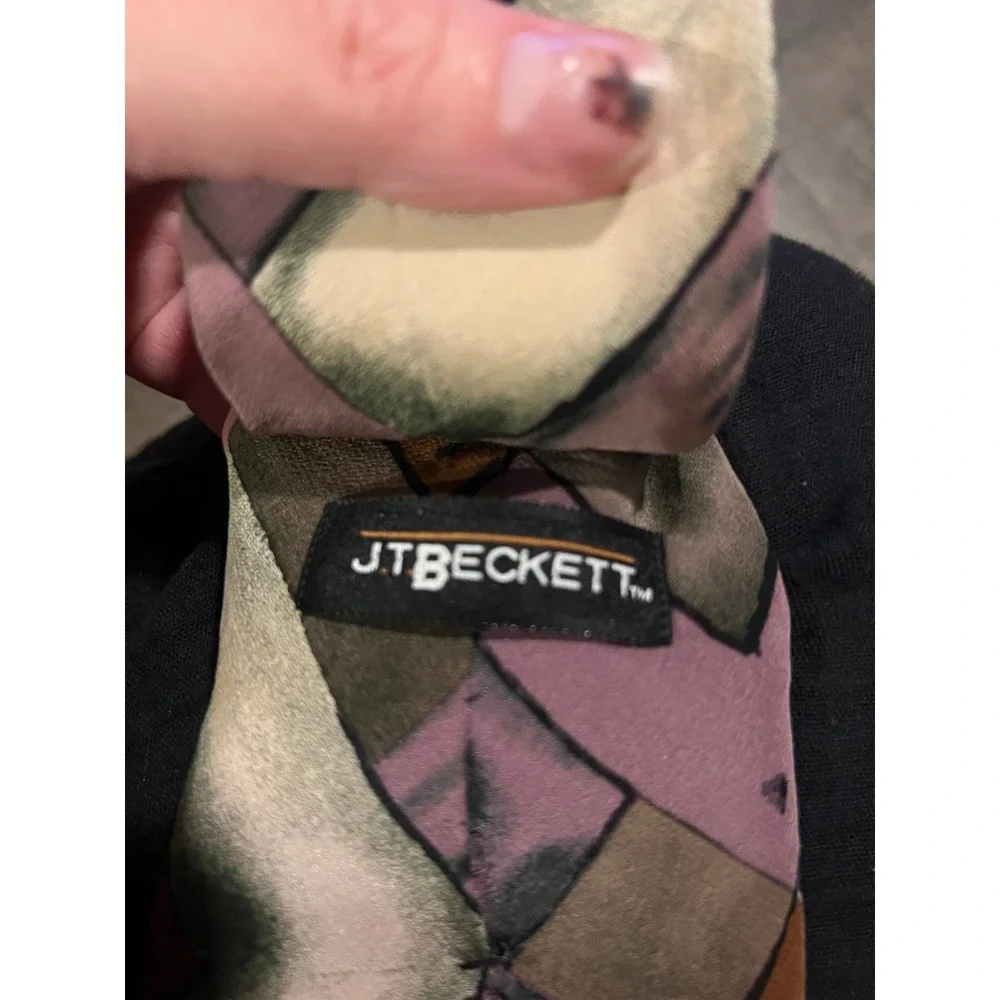 J.T. Beckett Mens Necktie Abstract Geometric Silk Purple OS
